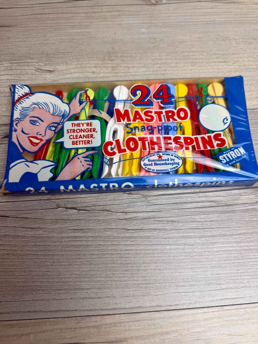 Vintage MASTRO Clothespins Pins Laundry Pins or Decor Original Box See Photos
